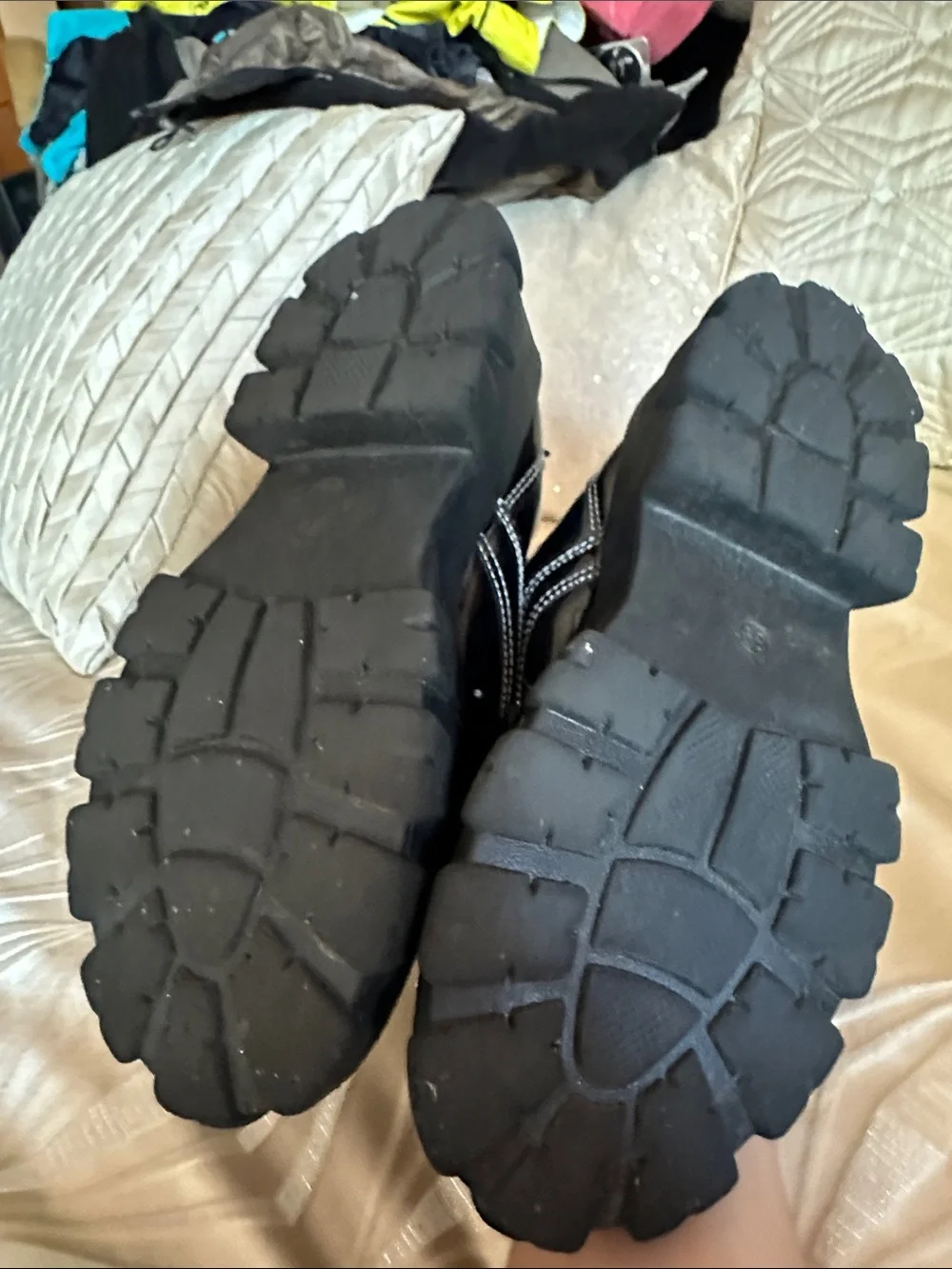 Men's Black Patent Lace-Up Chunky Shoes